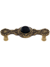 Victorian Drawer Pull Inset With Black Onyx - 3" Center to Center